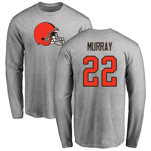 Men Cleveland Browns Eric Murray Ash Jersey #22 NFL Football Name and Number Logo Long Sleeve T Shirt->cleveland browns->NFL Jersey